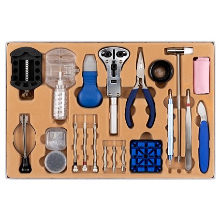 H&S Kit Reparation Montre - 155 Outil Montre avec Tournevis Horlogerie Ouvre Boitier Presse Montre pour Changement Pile Demontag