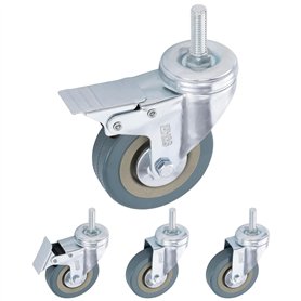 H&S Roulettes pour Meubles - 4x Roulette Charge Lourde Exterieur Max 200kg Meuble Placard Table - Roue Chariot avec Frein Pivota