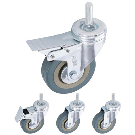 H&S Roulettes pour Meubles - 4x Roulette Charge Lourde Exterieur Max 200kg Meuble Placard Table - Roue Chariot avec Frein Pivota