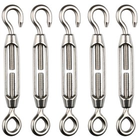 H&S Ridoir Robuste pour Câble & Fil - 5pcs - Tendeur en Acier Inoxydable M4 & Lot de Tendeurs à Oeil en Inox pour Cable