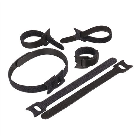 H&S Attache Cable en Nylon - 50pcs - Boucles & Crochets Serre Câble Ajustable - Organisateur Noir de Fil d'Ordinateur - Serre-câ