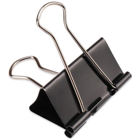 H&S Pince Papier Clip Bulldog Robuste - 10pcs - Grandes Pinces de Bureau Noires à Double Clip pour Documents - Pinces Clips Méta
