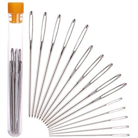 H&S Aiguilles Couture Gros Chas - 15pcs - Pour la Laine ou le Fil - Grande Aiguille à Coudre & a Broder en Acier Inoxydable Émou