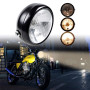 HANSWDEU 6 1/2" moto rétro noir lentille claire phare pour Bobber Cafe Racer Cruiser Vintage Style