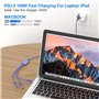 100W Câble Chargeur USB C Multi, 3M Cable USB A + C vers Lighning/ Type C/ Micro USB, USB C avec Données pour iPhone 15 14 13 12