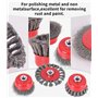 6 Pièces Brosse Métallique pour Perceuse Meuleuse D'angle, Brosse Métallique Perceuse de 75 mm et 100 mm, Brosse Métallique Meul