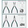 LEAZZLE Set de 4 180mm Pince Circlips,Pinces à Circlips avec Sac de Rangement, Jeu de Pince a Clips avec Ressorts Durables et Po