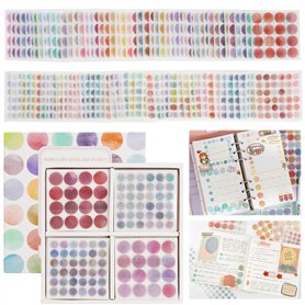 2600 Pcs Autocollants Washi Aquarelle Pastille Autocollants Colorés Auto-Adhésives