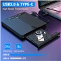 Lecteur CD DVD externe, USB 3.0 et Type-C Portable CD/DVD RW Graveur avec fente SD/TF et 4 ports USB, lecteur de disque optique 