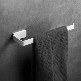 Leekayer Barre de Serviette de Salle de Bain 26 cm Accessoires de Salle de Bain Cuisine Support de Porte-Serviettes Blanc en Aci