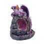 Nemesis Now Crystalline Protector Brûleur d'encens à refoulement Motif géode Dragon Violet 14,2 cm
