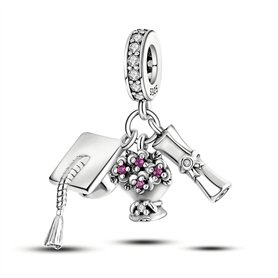 MariaFonte Charm Nouveau 2025 Compatible Toutes Marques Pendentif Graduation Diplôme Fleurs Parchemin Anniversaire Breloque Orig