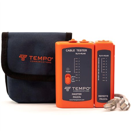 TEMPO PA1574 RJ45 Testeur de câble réseau | Testeur de câble téléphonique et Ethernet | Testeur de continuité pour RJ45