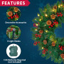Joiedomi Guirlande de Noël Artificielle 9 Pieds avec 100 Lumières LED, 27 Pommes de Pin, 27 Baies Rouges pour Décorations de Noë
