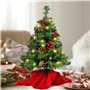 JOYIN Joiedomi - Mini Sapin de Table Préimprimé de 20 po avec Feuilles de Houx et Pommes de Pin et Lampes à Del Blanches et Chau
