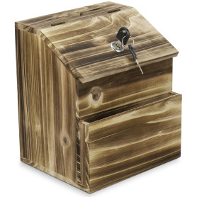 Flexzion Boîte à suggestions verrouillable en bois avec couvercle à serrure à clé