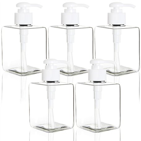 Youngever Lot de 5 Bouteilles de Pompe de Lotion en Plastique Rechargeables Vides 350ML