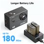 Caméra Sport 4K 30FPS 20MP WiFi - Caméra 4K Étanche jusqu'à 30M avec Stabilisation(EIS), Zoom 4X, Grand Angle de 170° - Télécomm