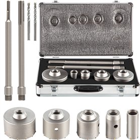 VEVOR Scie Cloche 5PCS Coffret de Scie Trépan 30mm 40mm 65mm 80mm 100mm Trépan Béton en Acier Carbone 2 Mèches 2 Bielles SDS PLU