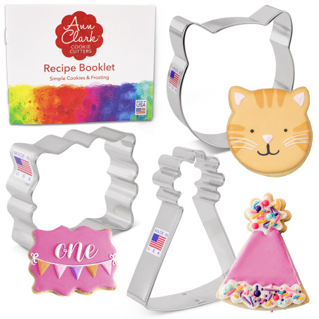 Ann Clark Lot de 3 emporte-pièces pour fête d'anniversaire Motif chat Fabriqué aux États-Unis par Ann Clark