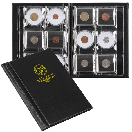 Album porte-capsules pour pièces de monnaie à 36 poches - Livre de collection de pièces de 2