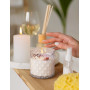 NiHome Lot de 12 bocaux en verre gaufré avec couvercles en bambou pour la fabrication de bougies votives, le rangement domestiqu