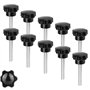 Vegena Lot de 10 Vis à Étoile M8 x 50 mm - Filetage - Bouton de Serrage - Écrou Étoile - Noir - Vis Moletées Avec Poignée pour M