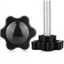 Vegena Lot de 10 Vis à Étoile M8 x 50 mm - Filetage - Bouton de Serrage - Écrou Étoile - Noir - Vis Moletées Avec Poignée pour M