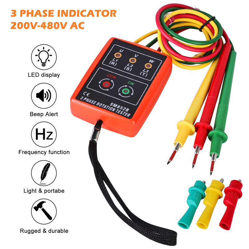 Indicateur de Testeur de Rotation à 3 Phases, 60V ~ 600V AC | Isleden