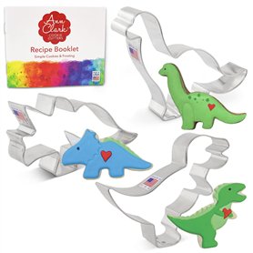 Ann Clark Cookie Cutters Ensemble de 3 emporte-pièces dinosaure avec livret de recettes