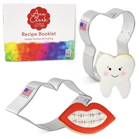 Ann Clark Cookie Cutters Ensemble de 2 emporte-pièces dentiste/sourire sympa avec livret de recettes