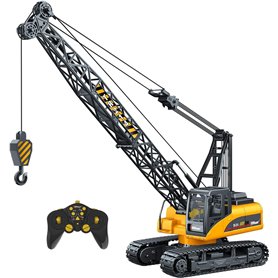 Grue de construction télécommandée 15 canaux avec lumières et sons - réaliste avec crochet de levage - camion RC jouets Digger p