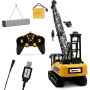 Grue de construction télécommandée 15 canaux avec lumières et sons - réaliste avec crochet de levage - camion RC jouets Digger p