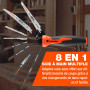 ValueMax Scie à Main Multifonction 8 en 1, Scie à Bois et Métaux avec 8 Lames Interchangeables, Poignée Ergonomique et Design Sé