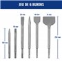 WORKPRO Jeu de 15 Forets et Burins SDS-Plus, Ensemble de Forets à Béton avec Burins Pointus et Plats pour Brique, Ciment, Pierre