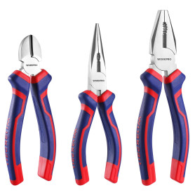 WORKPRO Jeu de 3 Pinces en Acier au Carbone de Qualité avec Poignée Souple