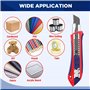 WORKPRO Lot de 3 Cutters Professionnels, Couteau Utilitaire Rétractable 18mm, Positions de Verrouillage, Cuter Rétractable, 10 L