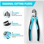 DURATECH Jeu de Pinces en Acier au Carbone 3 Pièces avec Poignée Souple, Pince à Bec Long 160 mm, Pince Coupante 160 mm, Pince U