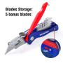 WORKPRO Cutter Professionnel Pliant Utilitaire Mécanisme de Changement Rapide Couteau de Poche avec 5 SK5 Lames Trapèzes Supplém