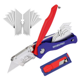 WORKPRO Cutter Professionnel Pliant avec Mécanisme de Changement Rapide
