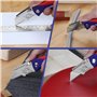 WORKPRO Cutter Professionnel Pliant avec Mécanisme de Changement Rapide, 5 Lames Trapèzes Supplémentaires dans Poignée, et 10 La