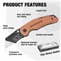 WORKPRO Cutter Utilitaire avec Mécanisme de Changement Rapide, Manche en Bois, Cutter Professionnel Pliant avec 10 Lames SK5 Sup