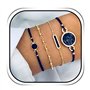 Edary Lot de 4 bracelets bohèmes superposés en cristal noir avec perles dorées et chaîne de main empilables faits à la main pour