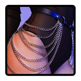 Sethain Punk Cuir Chaîne de corps Noir En couches Chaînes Multicouche Taille Chaînes Boîte de nuit Accessoires de carrosserie Bi