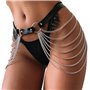 Sethain Punk Cuir Chaîne de corps Noir En couches Chaînes Multicouche Taille Chaînes Boîte de nuit Accessoires de carrosserie Bi