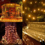 Filet Lumineux Solaire, 3M*2M LED Guirlande Lumineuses Filet, 8 Modes d'Eclairage Balcon Clôture Mesh Fairy Light, Rideau Lumièr