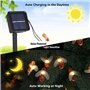 Solaire Lumières de jardin, 7M 50LED Abeille, 8 modes Guirlande lumineuse, IP65 étanche Lumière d'extérieure, Énergie solaire Éc
