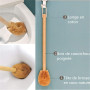 Brosse WC(2 pièces) Brosse de Toilette Tête de Brosse en Coco Naturel Bois de Caoutchouc Poignée Longe en Coton