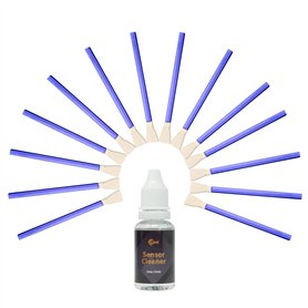 UES M43 Micro Four Thirds 4/3 (MFT) Lot de 14 tampons de Nettoyage pour capteur et 15 ML de Liquide nettoyant pour appareils Pho