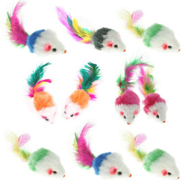 Airsun Lot de 10 jouets à fourrure Souris pour chat animal de compagnie